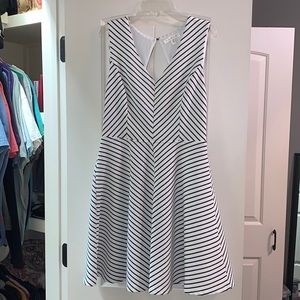 Navy Blue and white Striped Dress